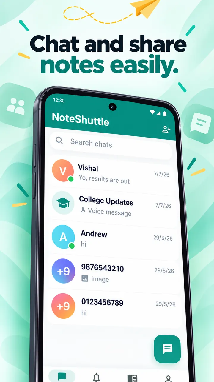 Campus chat list in NoteShuttle with classmates and study groups